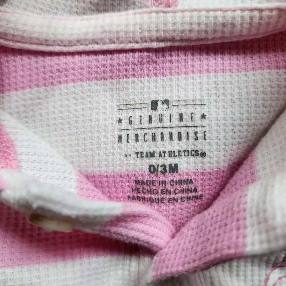 Genuine Merchandise Infant Baby Girl Hooded One Piece 0-3M Pink White Stripe